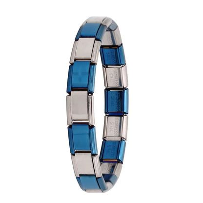 Stainless Steel Italian Link Bracelet, 17.5cm blue-silver by HitMyNeed