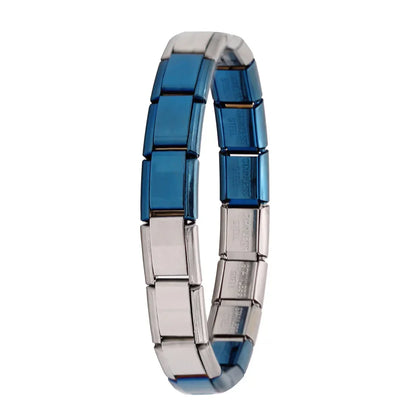 Stainless Steel Italian Link Bracelet, 17.5cm blue-silver-a by HitMyNeed
