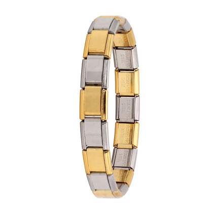 Stainless Steel Italian Link Bracelet, 17.5cm gold-silver by HitMyNeed