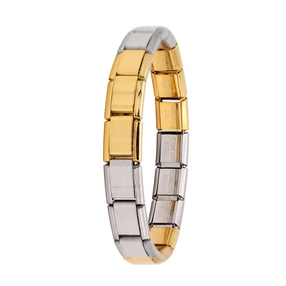Stainless Steel Italian Link Bracelet, 17.5cm gold-silver-a by HitMyNeed