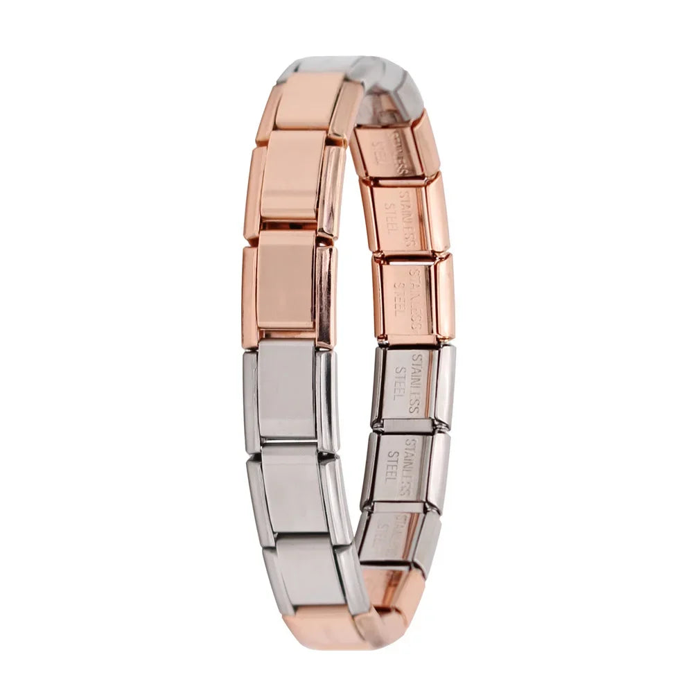 Stainless Steel Italian Link Bracelet, 17.5cm rose-silver-a by HitMyNeed