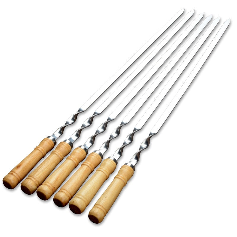 Stainless Steel Kebab Skewers Set of 6, 55cm by HitMyNeed