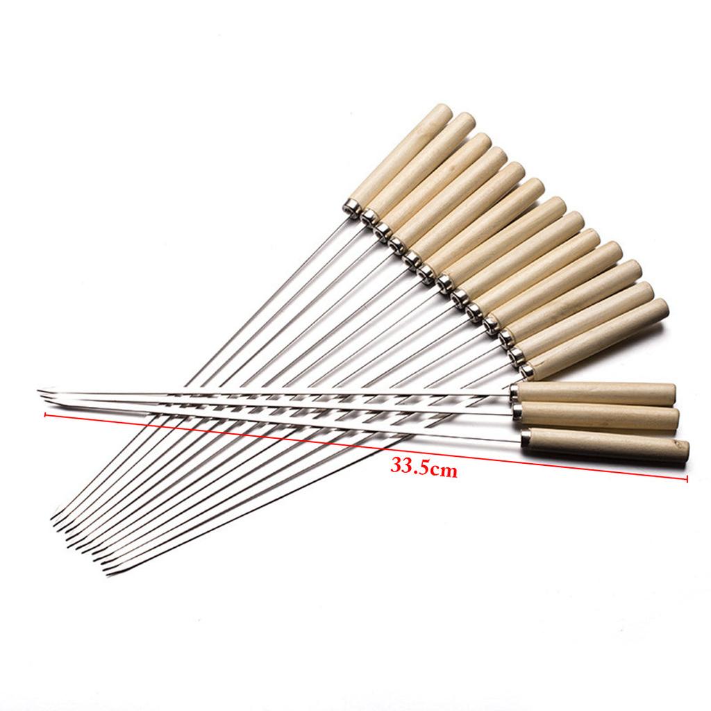 Stainless Steel Kebab Skewers with Wooden Handles (20pcs) by HitMyNeed