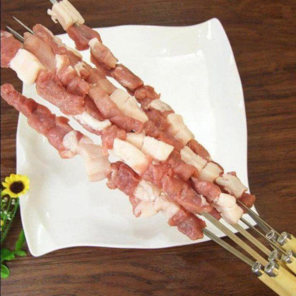 Stainless Steel Kebab Skewers with Wooden Handles (20pcs) by HitMyNeed