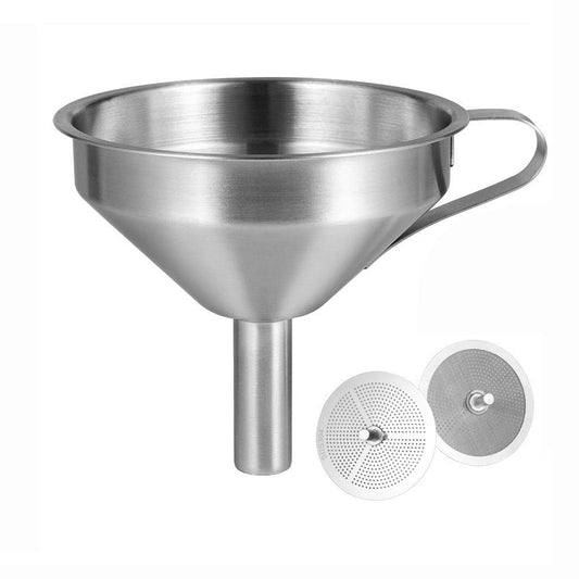 Stainless Steel Kitchen Funnel with Handle & Strainers by HitMyNeed