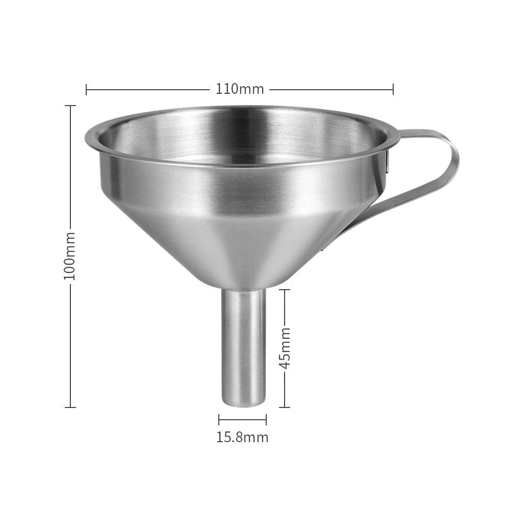 Stainless Steel Kitchen Funnel with Handle & Strainers by HitMyNeed