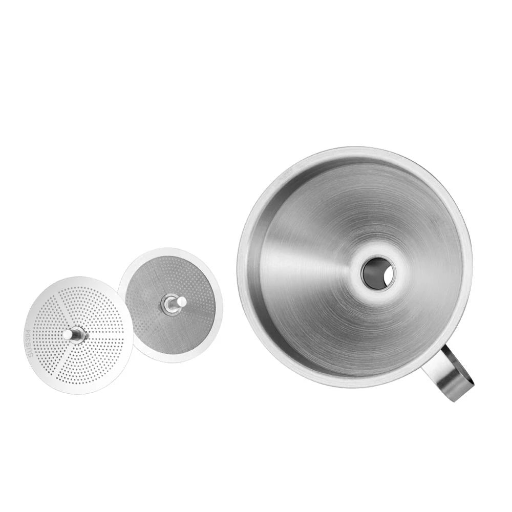Stainless Steel Kitchen Funnel with Handle & Strainers by HitMyNeed