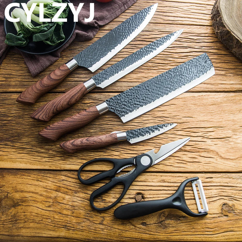 Stainless Steel Kitchen Knife Set with Gift Case by HitMyNeed