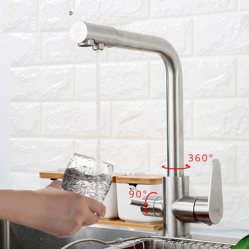 Stainless Steel Kitchen Sink Faucet with Filter Outlet by HitMyNeed