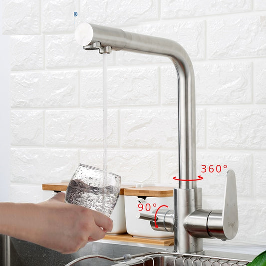 Stainless Steel Kitchen Sink Faucet with Filter Outlet by HitMyNeed