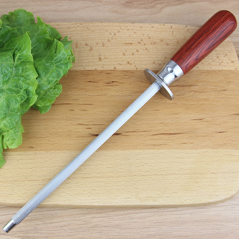 Stainless Steel Knife Sharpening Rod with Wooden Handle by HitMyNeed