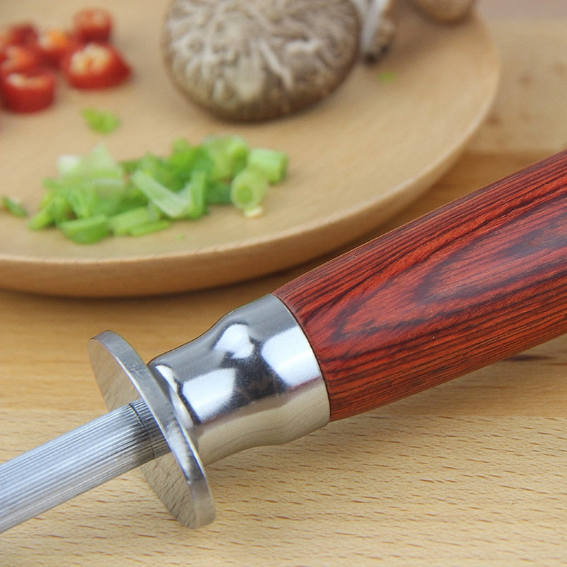 Stainless Steel Knife Sharpening Rod with Wooden Handle by HitMyNeed