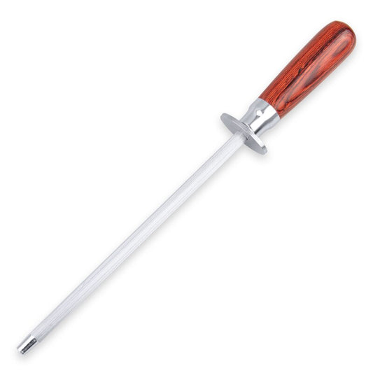 Stainless Steel Knife Sharpening Rod with Wooden Handle grey by HitMyNeed