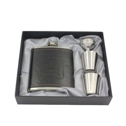 Stainless Steel Leather Hip Flask 7oz by HitMyNeed