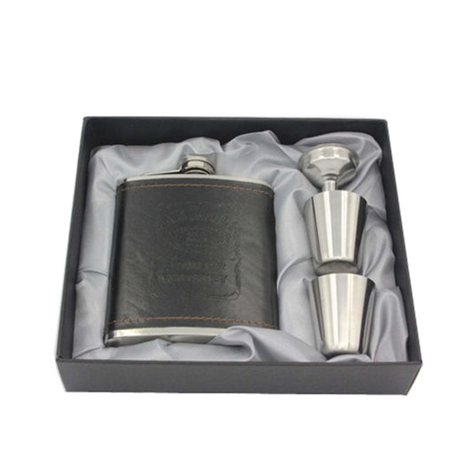 Stainless Steel Leather Hip Flask 7oz by HitMyNeed