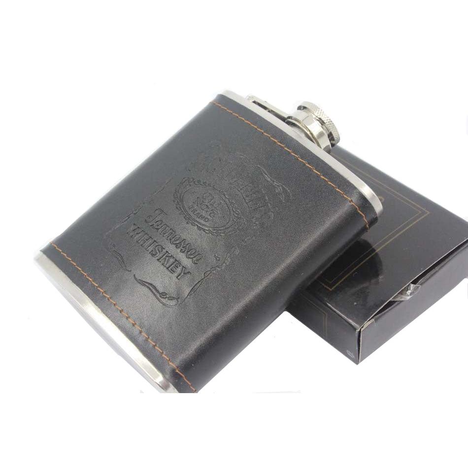 Stainless Steel Leather Hip Flask 7oz by HitMyNeed