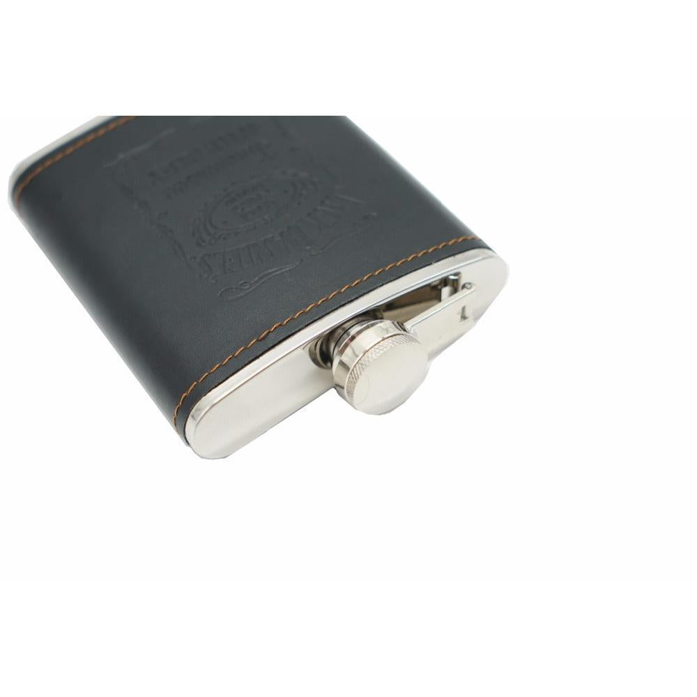 Stainless Steel Leather Hip Flask 7oz by HitMyNeed