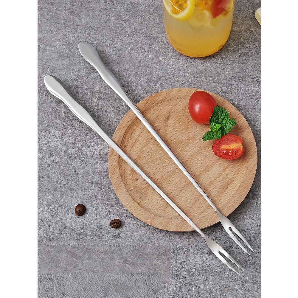 Stainless Steel Long Handle Cocktail Fork 26cm by HitMyNeed