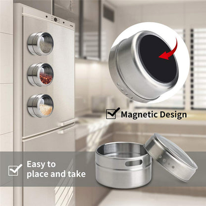 Stainless Steel Magnetic Wall Spice Rack Set by HitMyNeed