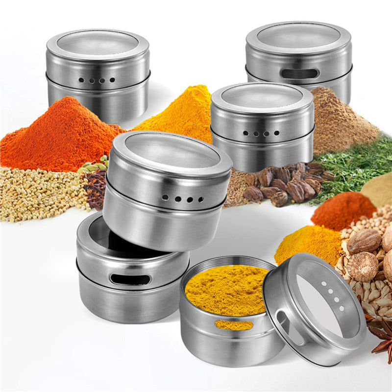 Stainless Steel Magnetic Wall Spice Rack Set by HitMyNeed