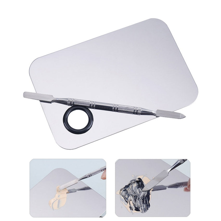 Stainless Steel Makeup Mixing Palette with Spatula by HitMyNeed