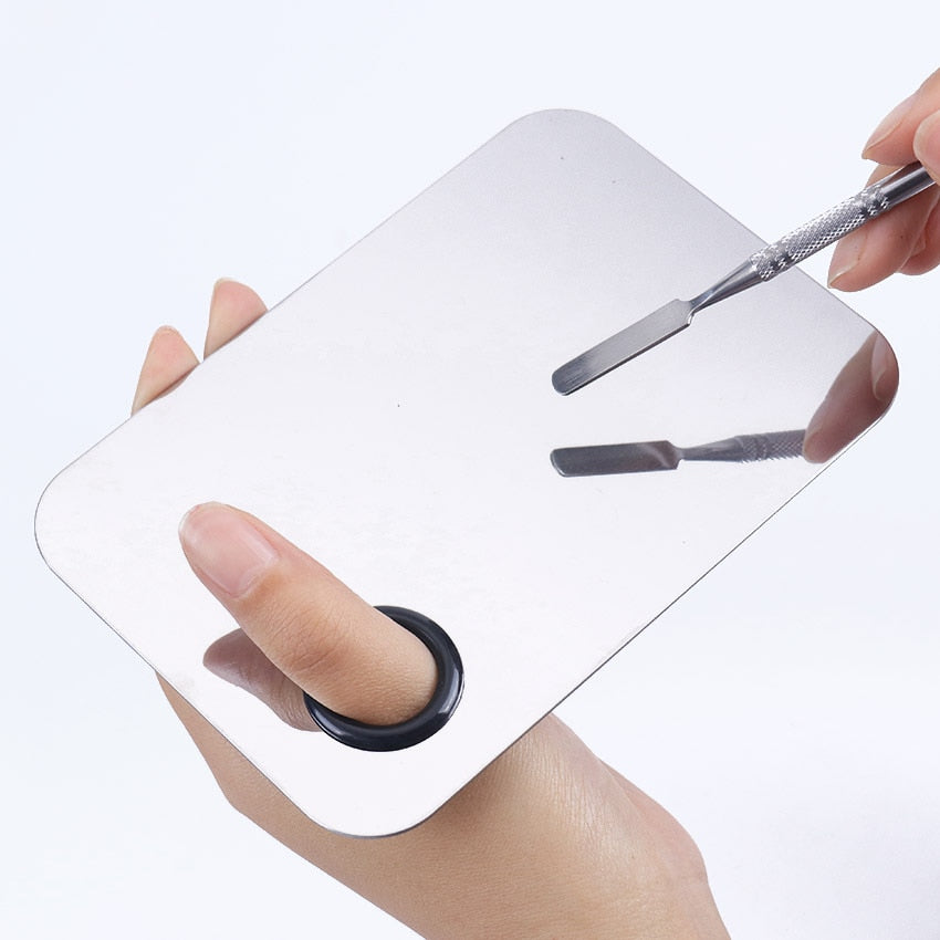 Stainless Steel Makeup Mixing Palette with Spatula by HitMyNeed