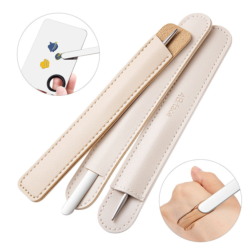 Stainless Steel Makeup Spatula with Leather Case Short with Leather Case by HitMyNeed
