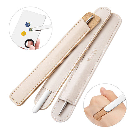 Stainless Steel Makeup Spatula with Leather Case Short with Leather Case by HitMyNeed