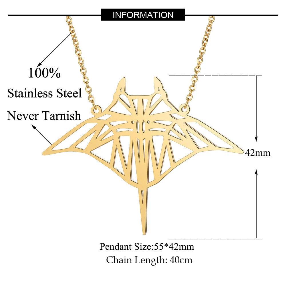 Stainless Steel Manta Ray Necklace for Women by HitMyNeed