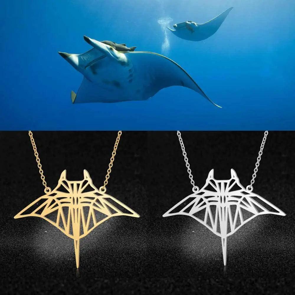 Stainless Steel Manta Ray Necklace for Women by HitMyNeed