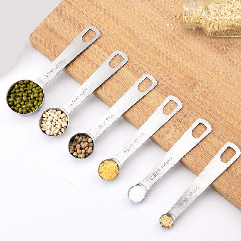 Stainless Steel Measuring Spoons Set, 6 Piece by HitMyNeed