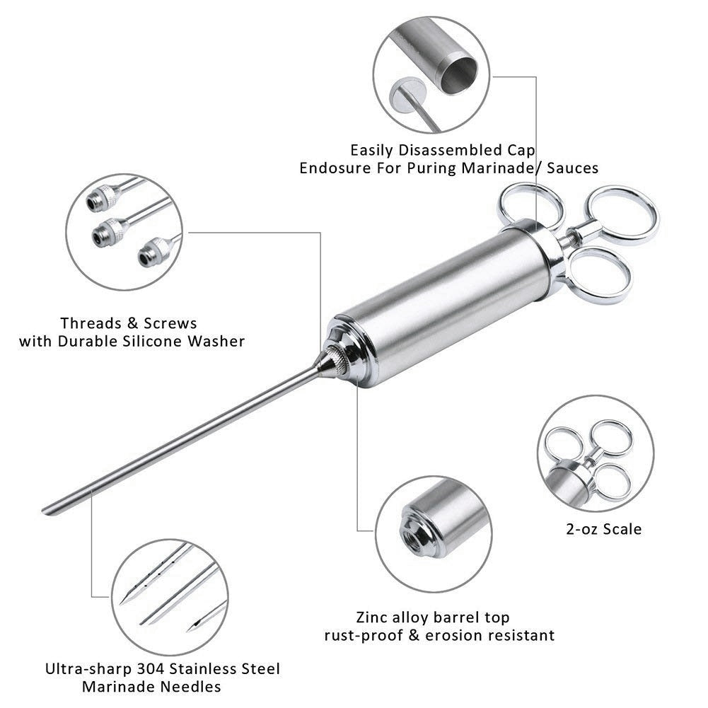 Stainless Steel Meat Marinade Injector Set 10pcs by HitMyNeed