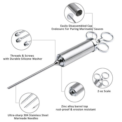 Stainless Steel Meat Marinade Injector Set 10pcs by HitMyNeed