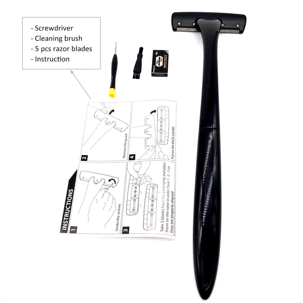 Stainless Steel Men's Back Shaver with 8 Blades by HitMyNeed