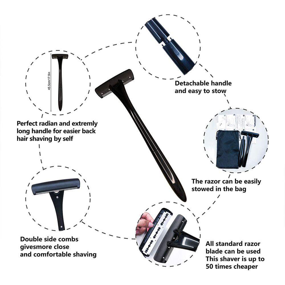 Stainless Steel Men's Back Shaver with 8 Blades by HitMyNeed
