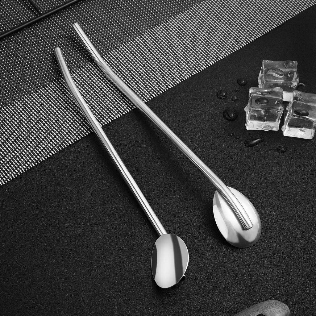 Stainless Steel Metal Spoon Straws Set (6pcs) by HitMyNeed