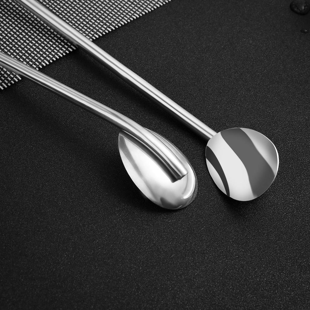 Stainless Steel Metal Spoon Straws Set (6pcs) by HitMyNeed