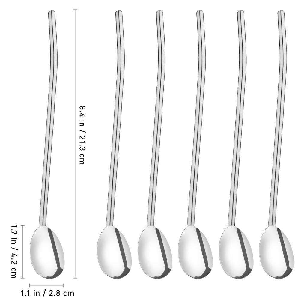 Stainless Steel Metal Spoon Straws Set (6pcs) by HitMyNeed