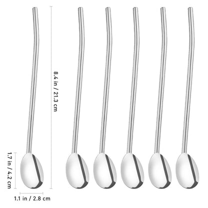 Stainless Steel Metal Spoon Straws Set (6pcs) by HitMyNeed