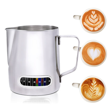 Stainless Steel Milk Pitcher with Built-In Thermometer by HitMyNeed