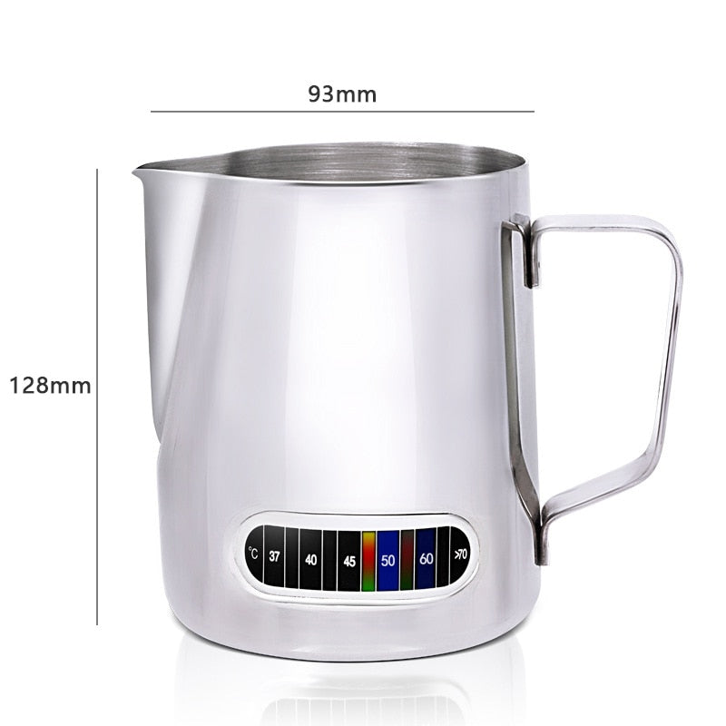 Stainless Steel Milk Pitcher with Built-In Thermometer by HitMyNeed