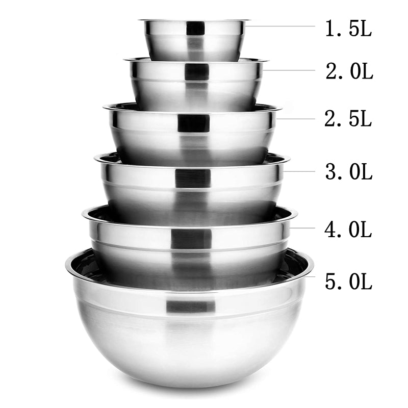 Stainless Steel Mixing Bowl Set, 6 Sizes by HitMyNeed
