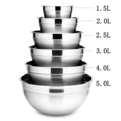 Stainless Steel Mixing Bowl Set, 6 Sizes by HitMyNeed