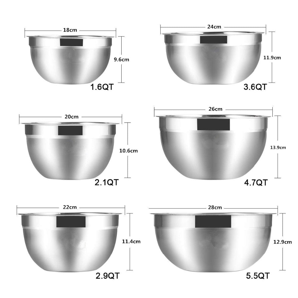 Stainless Steel Mixing Bowls Set, 6-Piece by HitMyNeed