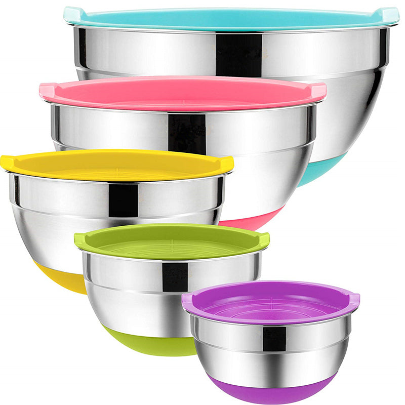 Stainless Steel Mixing Bowls with Lids, Set of 5 by HitMyNeed