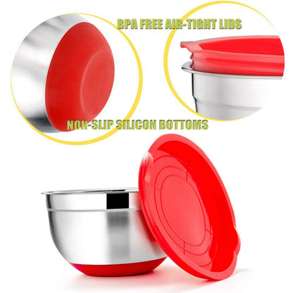 Stainless Steel Mixing Bowls with Lids, Set of 5 by HitMyNeed
