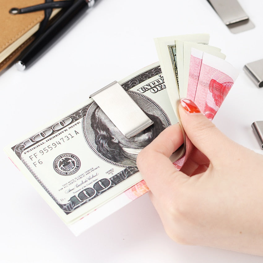 Stainless Steel Money Clip for Cash and Cards by HitMyNeed