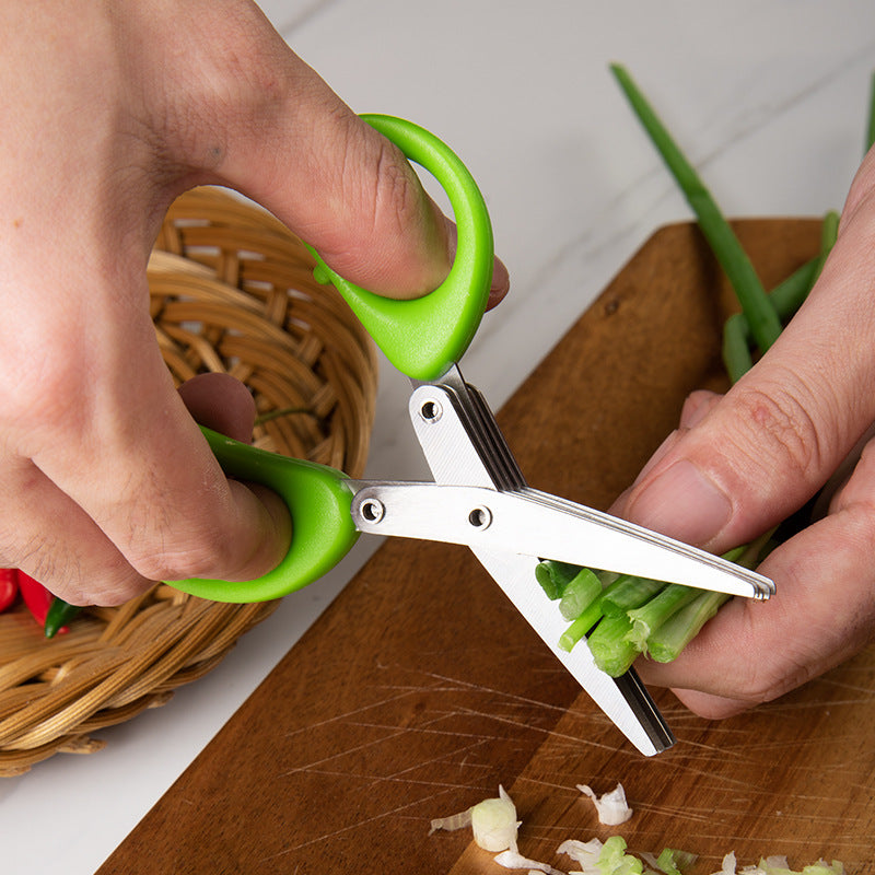 Stainless Steel Multi-Layer Herb & Scallion Scissors 3-layers by HitMyNeed
