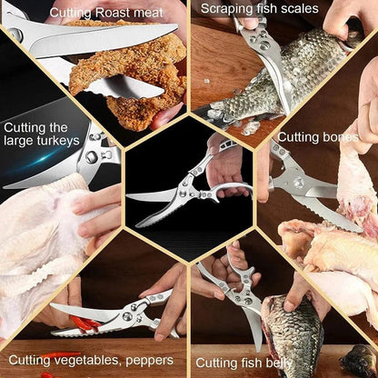Stainless Steel Multifunction Kitchen Food Scissors by HitMyNeed