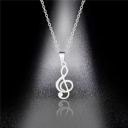 Stainless Steel Musical Note Pendant Necklace by HitMyNeed